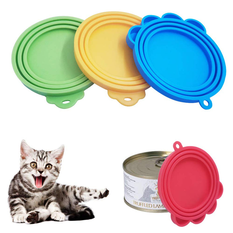 FineGood 4 Pack Silicone Pet Can Cover with Spoon, Food Grade Silicone Pet Can Lid Universal Food Cover for Dog Cat Can Food- Red, Blue, Yellow, Green - PawsPlanet Australia