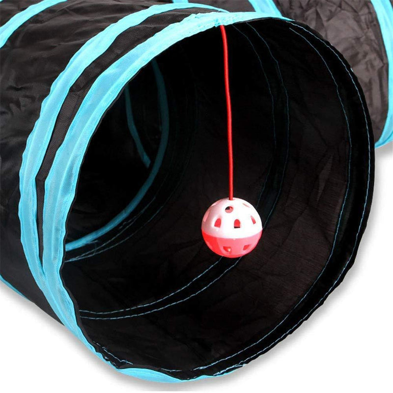 Grneric 5-Way Cat Tunnels, Large Indoor Outdoor Collapsible Cat Play Tent Interactive Toy Maze Cat House Bed with Balls and Bells for Cat Puppy Dog Kitten Rabbit (Straight) - PawsPlanet Australia