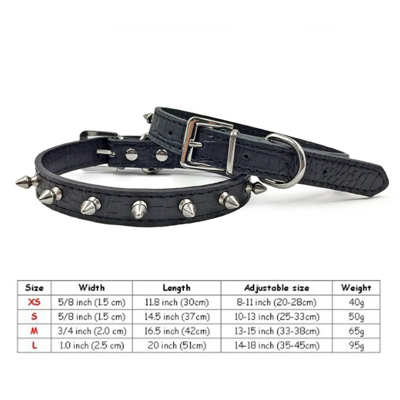 [Australia] - Enjoying Spiked Dog Collar Pet Leather Collars Puppy Collar XS: 8-11 inch Black 