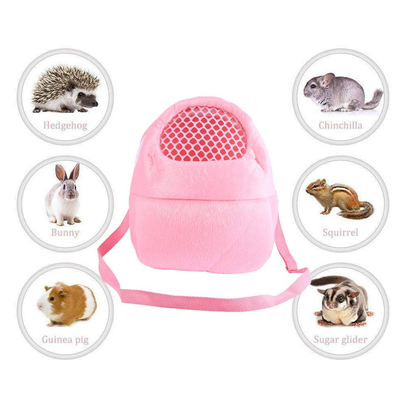 Pet Carrier Bag, Hamster Carrier Portable Breathable Outgoing Travel Bag with Shoulder Strap for Small Pets Hedgehog Sugar Glider Squirrel Rabbit (Pink M) Pink M - PawsPlanet Australia