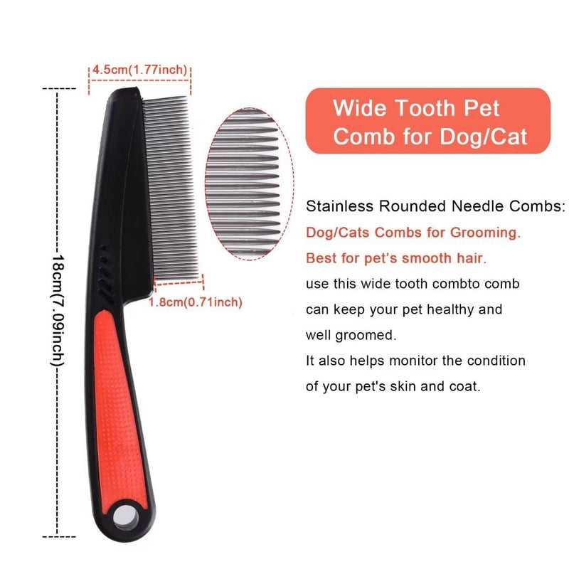 2 Pieces Dog Flea Comb For Small Dogs,Fine Tooth Dog Comb for Grooming.Wide Tooth Rubber Handle Dog Hair Comb,Flea and Tick Comb for Dogs & Cats（2PCS,Black Red Color） - PawsPlanet Australia