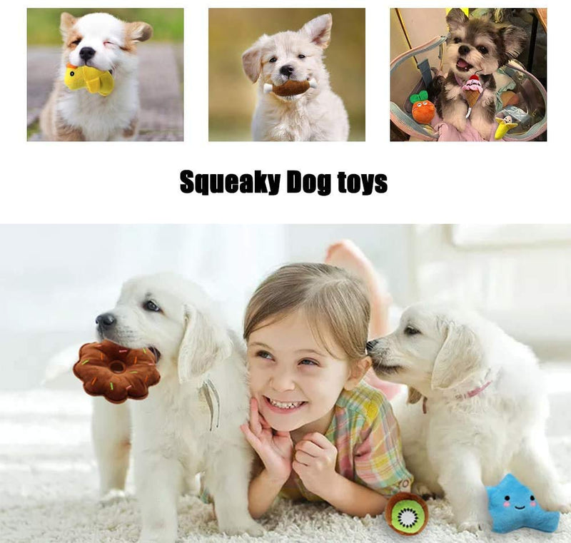 [Australia] - Barley Ears Dog Toys,10 Pack Dog Squeaky Chew Toy Sets,Safe and Cute Plush Stuffed Puppy Toys，Comes with a Laundry Bag and is Durable and Washable, Suitable for Small and Medium-Sized Dogs 