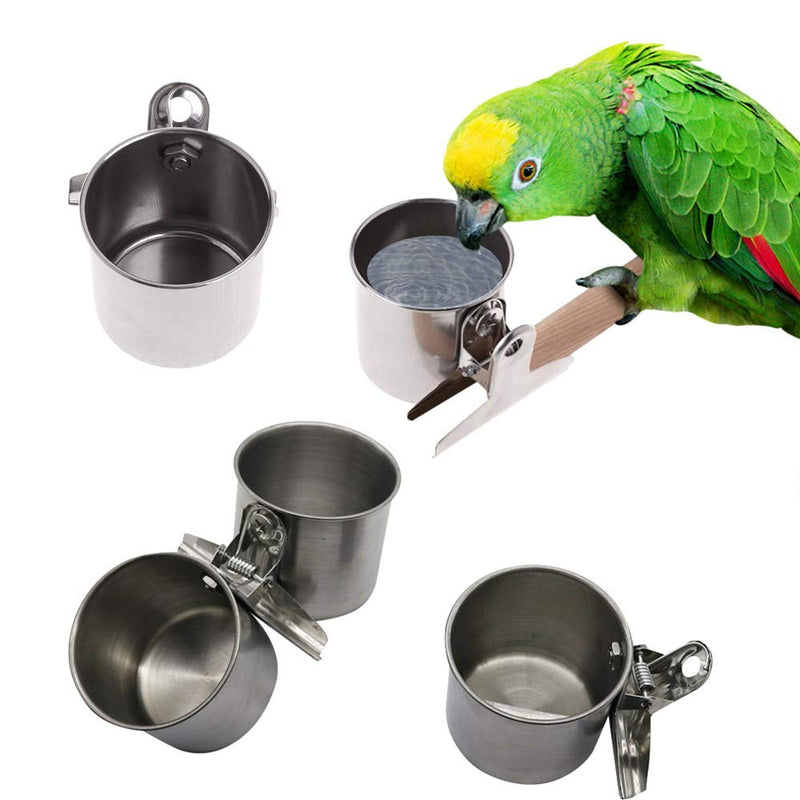 Mxue Bird Water Feeder Dishes Bird for Cage Parrot Food Hanging Bowl Stainless Steel Birdcage Bowls Feeding Perches Play Stand with Clamp(Single) Twin - PawsPlanet Australia