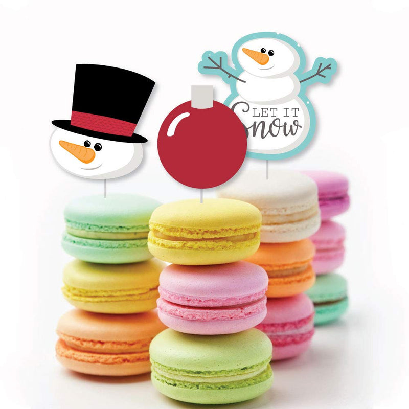 Big Dot of Happiness Let It Snow - Snowman - Dessert Cupcake Toppers - Christmas and Holiday Party Clear Treat Picks - Set of 24 - PawsPlanet Australia