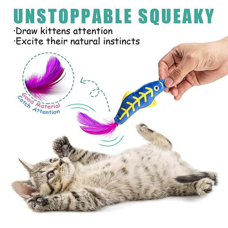 AWOOF Catnip Toys for Indoor Cats Interactive Cat Chew Toys 12 Pcs Cute Cartoon Cat Toys with Battle Catnip Boredom Relief Durable Kitty Bite Teeth Cleaning Toys - PawsPlanet Australia