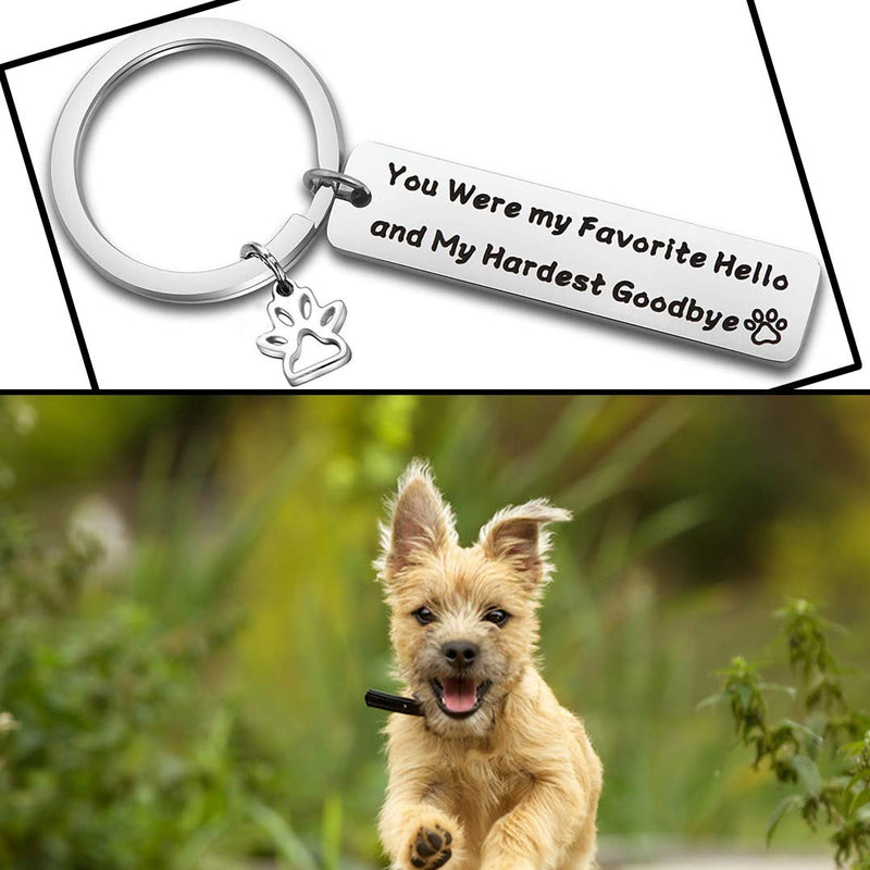 [Australia] - LQRI Pet Memorial Jewelry You are My Favorite Hello My Hardest Goodbye Keychain Loss Pet Gift in Memory Beloved Dog Cat (Silver) 