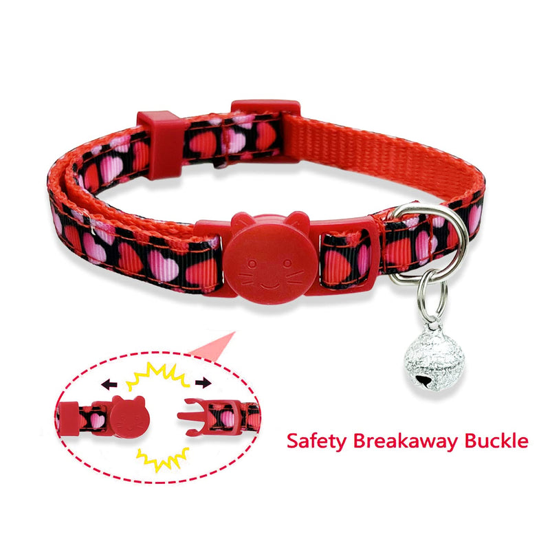 Valentine Holiday Cat Collar with Bell, 3 Pack Breakaway Kitty Kitten Heart Collar for Boys Girls Male Females - PawsPlanet Australia