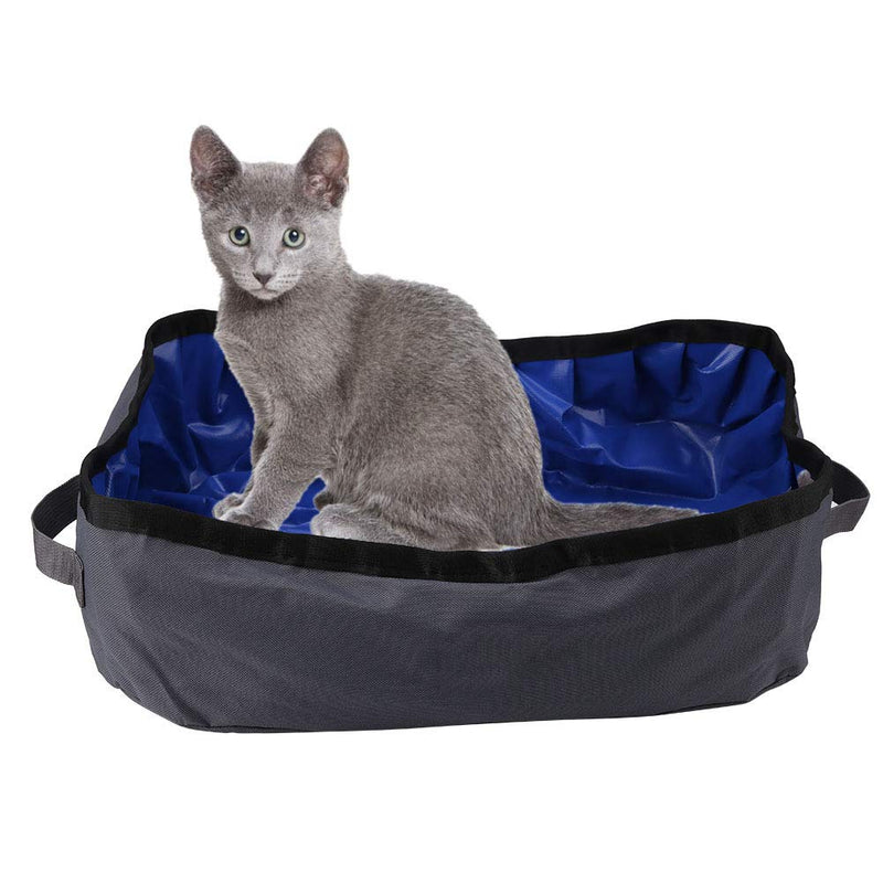 Tnfeeon Foldable Cat Litter Box, Portable Outdoor Waterproof Oxford Cloth Pet Litter Pan Carrier with Handles Cat Travel Toilet (Gray) Gray - PawsPlanet Australia