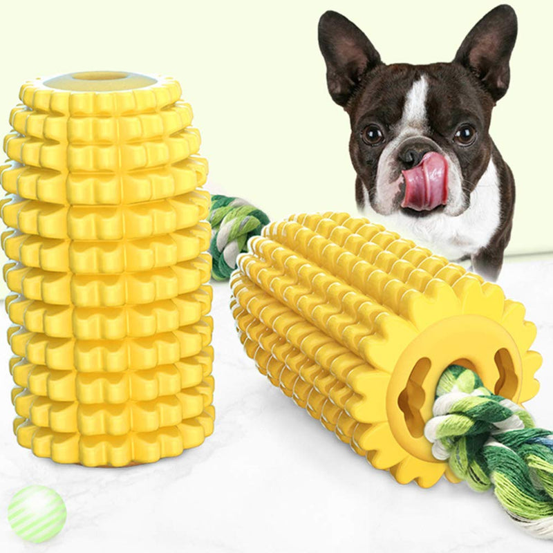 N\A Dog Toothbrush Chew Toys with Rope Dog Toy Corn Molar Stick Rubber Bite Resistant Dental Care Brushing Stick For Dogs Chewing Teeth Cleaning Yellow 1pcs - PawsPlanet Australia