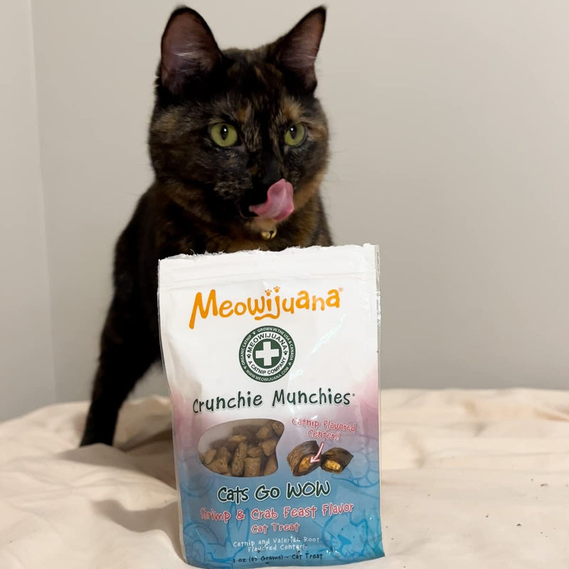 Meowijuana | Shrimply Irresistible Bundle | Get Rolled Refillable Shrimp Sushi Toy and Shrimp and Crab Feast Crunchie Munchie Cat Treats | Promotes Play and Cat Health | Made with Organic Catnip - PawsPlanet Australia