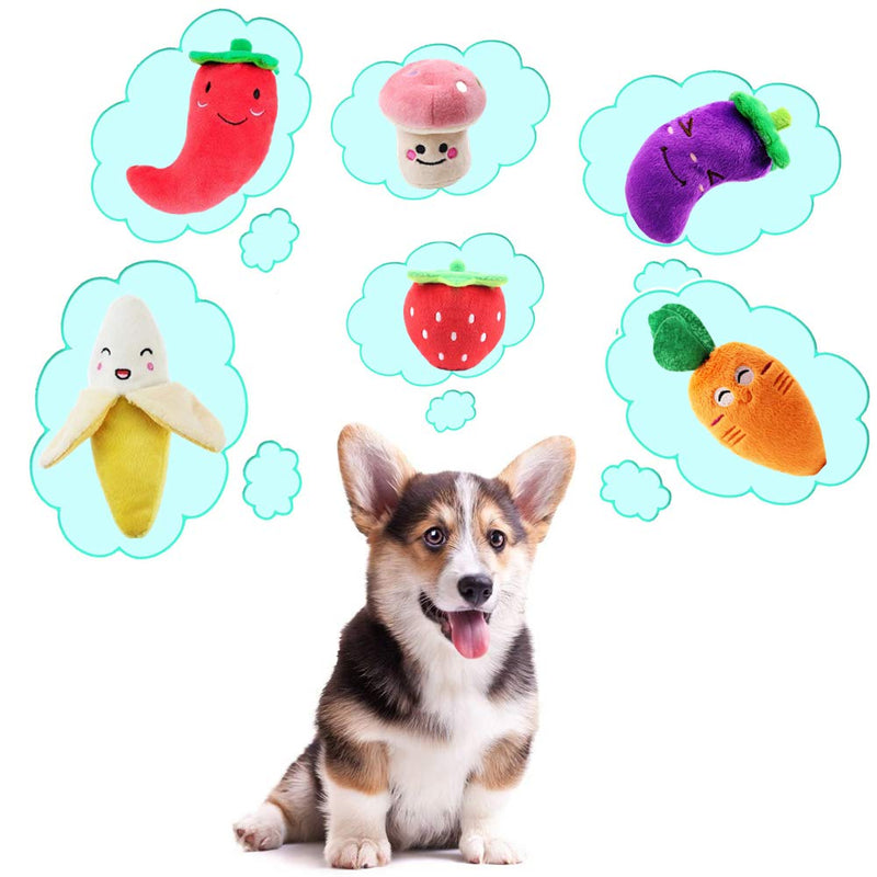 Squeaky Dog Toys for Small Dogs Fruits and Vegetables Plush Puppy Dog Toys (Pack of 6) - PawsPlanet Australia