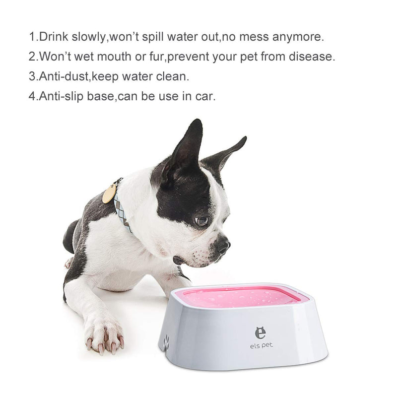 TOWEAR Pet Floating Water Bowl,1.5L Slow-Down Water Feeder Fountain No Spill Anti-Overflow Anti-Choking Automatic Water Food Bowl for Dog Cat Puppy Animal Feeding (Pink) Pink - PawsPlanet Australia