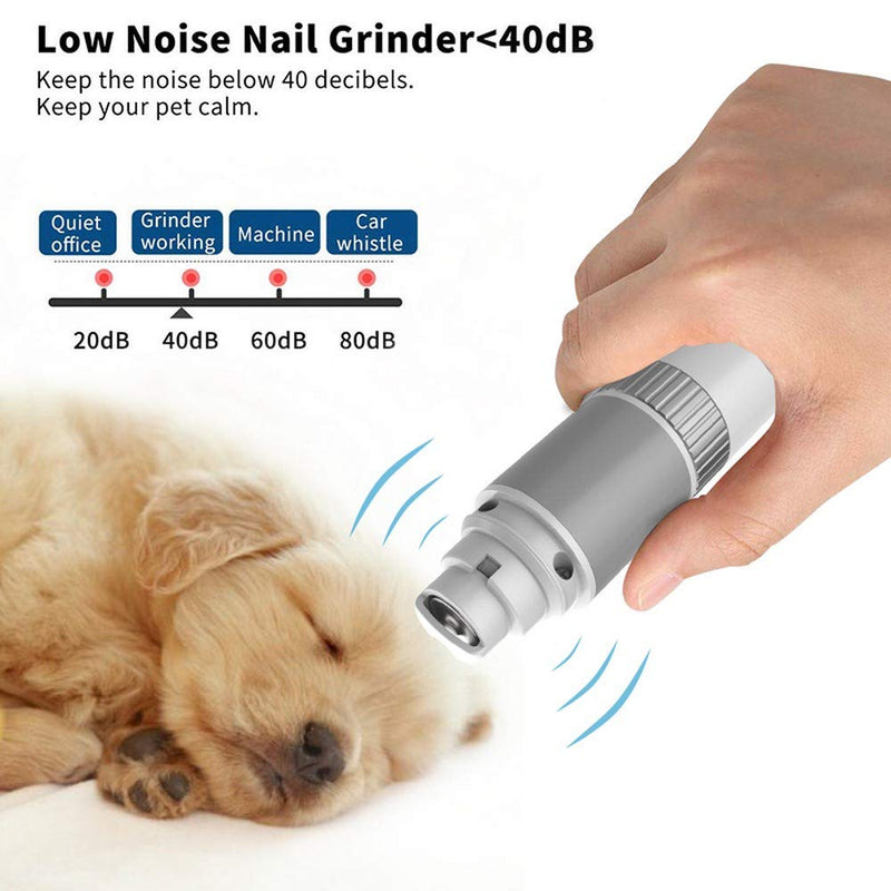 [Australia] - Hengyuanyi Dog Nail Grinder Professional Pet Nail Trimmer 2-Speed Rechargeable Pet Nail Grinder Electric Nail File,3 Ports Quiet Painless Paws Grooming Smoothing,for Large Medium Small Dogs and Cats White 