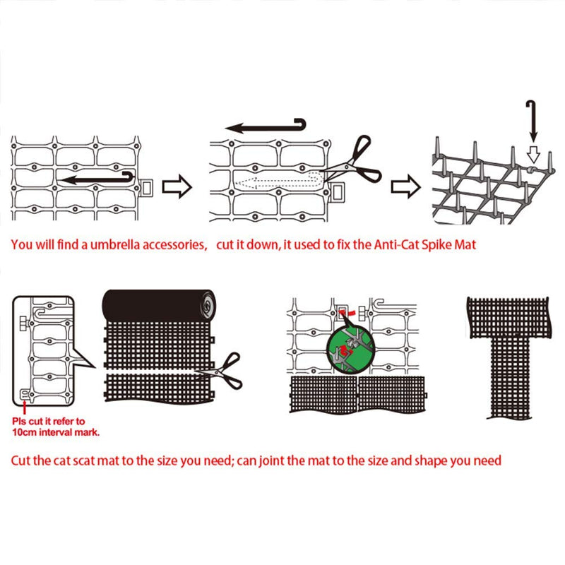 Kyrieval Thorn Grid Animal Barrier Garden Cat Animal Repellent Scat Spike Mat, Anti-Cat Network Digging Stopper Prickle Strip Home Spike Mat 1 PACK - PawsPlanet Australia