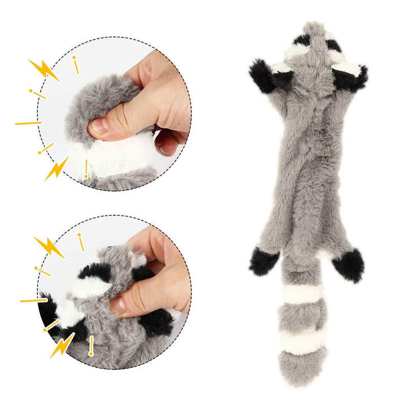 Nollary Dog Squeaky Toys No Stuffing, Soft Squirrel and Raccoon Plush Toys with Squeaker for Dogs Avoid Boredom, 16 inch, Pack of 2 - PawsPlanet Australia