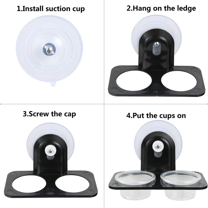 [Australia] - SLSON Gecko Feeder Ledge Acrylic Improved Suction Cup Reptile Feeder with 20 Pack 1 oz Plastic Bowls for Reptiles Food and Water Feeding,Black 