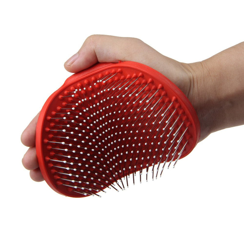 Emours Pet Rubber Grooming Brush Massager with Adjustable Loop Handle and Stainless Steel Pin, Color May Varies - PawsPlanet Australia