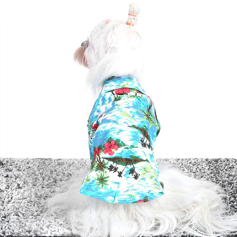 Pet Hawaiian Shirt Fashionable Breathable Dog Summer T-Shirt Comfortable Seaside Resort Style Pet Clothes Puppy Clothing for Small to Medium Dogs Cats(L) L - PawsPlanet Australia