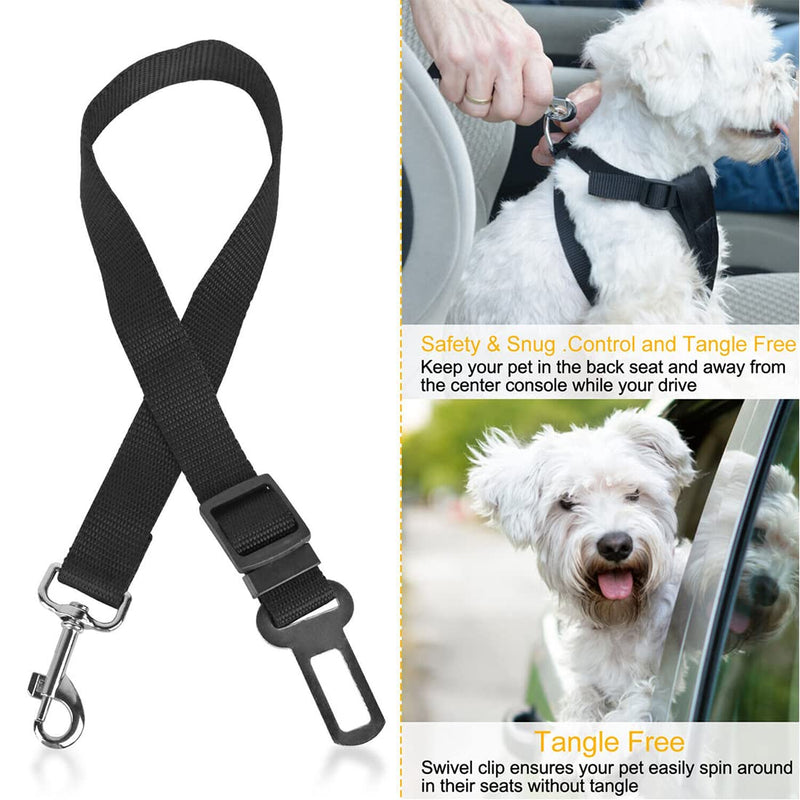Pack of 2 dog harnesses, car seat belt for dogs, tear-resistant, adjustable, dog seat belt, adjustable dog seat belt, safety harness for all dog breeds, cats and car types, black/yellow - PawsPlanet Australia