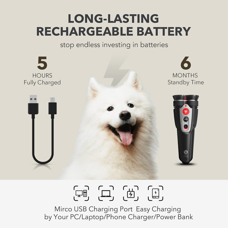 DOG CARE Barking Control Devices Rechargeable 2-in-1 Ultrasonic Anti Barking Device and Dog Training Tool, 2 Mode Dual Sensor Dog Barking Deterrent,35Ft Range Outdoor LED Flashlight Safe for Human Dog - PawsPlanet Australia