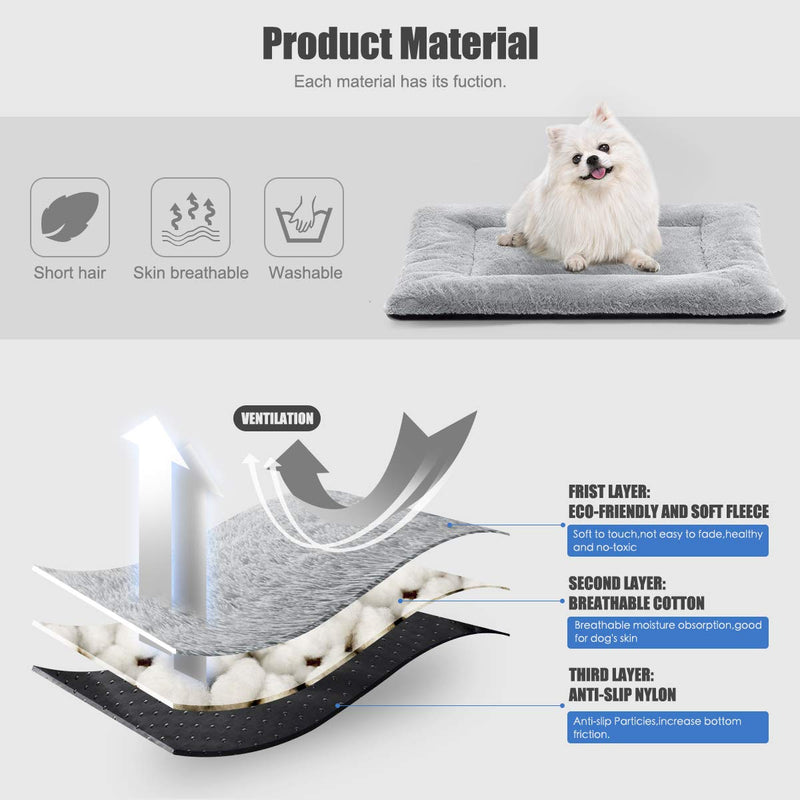 [Australia] - SIWA MARY Dog Bed Mat Soft Crate Pad Washable Anti-Slip Mattress for Large Medium Small Dogs and Cats Kennel Pad 30'' Grey 