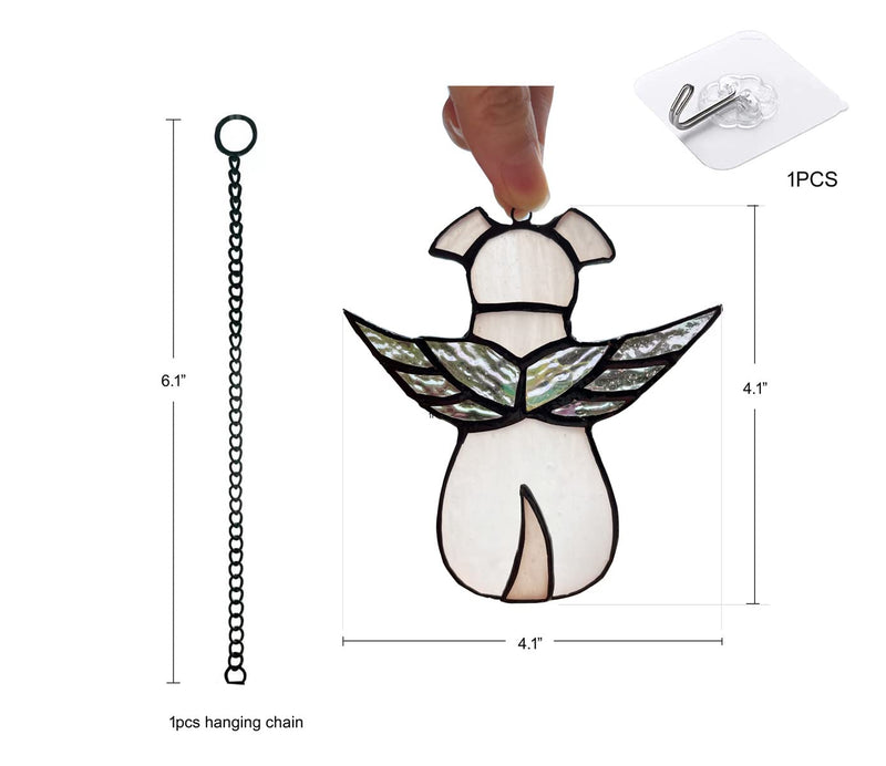 ZUAJITER Angel Dog Memorial Gifts for Loss of Dog Sympathy Gift, Passing Away Remembrance Memory Ornaments for Dog Lovers, Stained Glass Pet Bereavement Window Hanging with Moon - PawsPlanet Australia