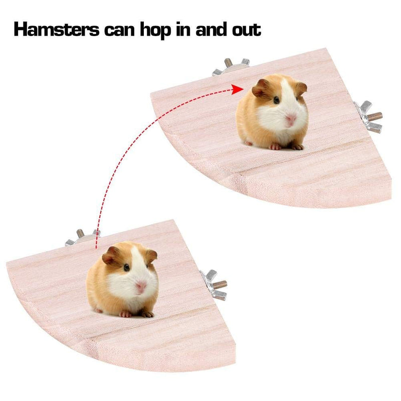 2Pcs Hamster Platforms, Wooden Fan-shaped Rest Stand Corner Jumping Platform Small Animal Chew Bite Toys for Parrots Squirrel Guinea Pig - PawsPlanet Australia