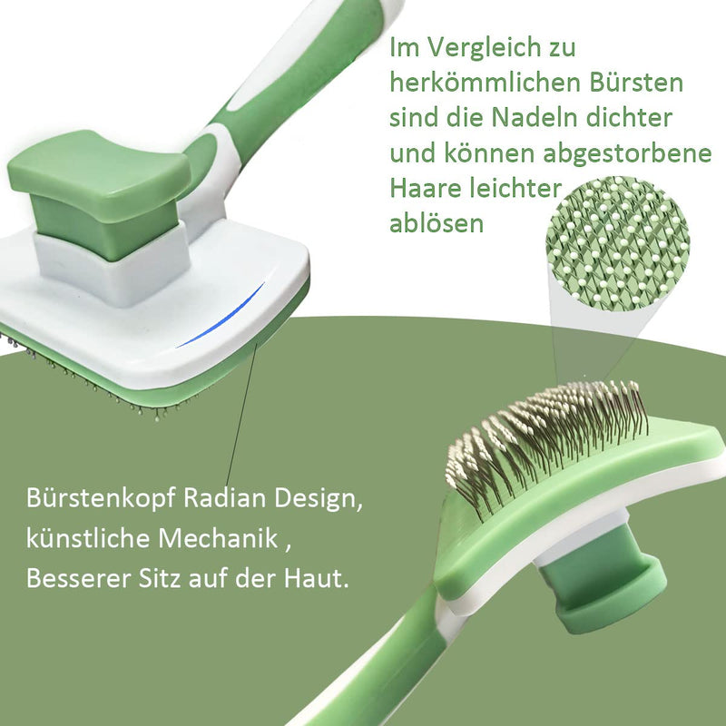 Cat brush, pet brush, self-cleaning slicker brush removes undercoat, cat comb, dog brush, cat brush for short hair to long hair, suitable for gentle cats (green) - PawsPlanet Australia