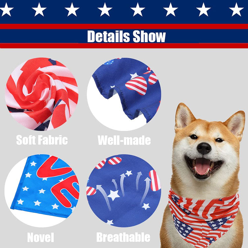 SCENEREAL 4 Pack American Flag Dog Bandanas, Patriotic Dog 4th of July Bandana, Pet Reversible Triangle Bibs Scarf for Independence Day - PawsPlanet Australia