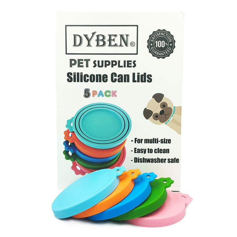 DYBEN Pet Can Covers/Universal BPA Free & Dishwasher Safe/Silicone Pet Food Can Lid Covers 5 pack - PawsPlanet Australia