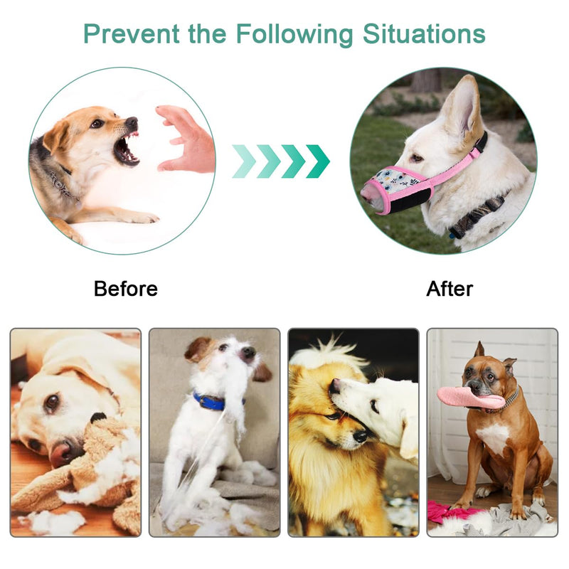 Pack of 2 muzzles for small dogs, dog muzzle, stop for dogs, with 3 rolls of dog waste bags and 1 adjustable dog collar, prevents biting, barking and eating - PawsPlanet Australia