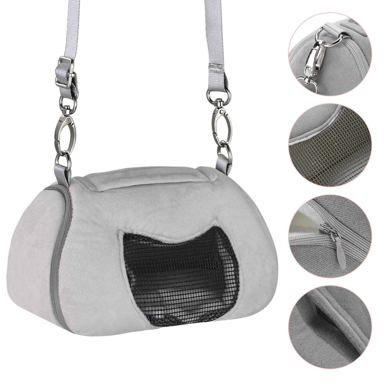 Breathable Small Pet Carrier Bag,Portable Travel Handbag with Adjustable Single Shoulder Strap for Hamster, Hedgehog, Sugar Glider, Chinchilla, Guinea Pig and Squirrel Grey - PawsPlanet Australia