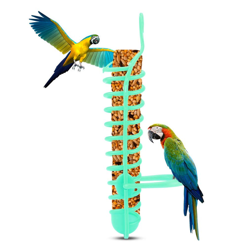 [Australia] - Parrots Feeder Basket Plastic Food Fruit Feeding Perch Stand Holder for Pet Bird Supplies Fruit Vegetable Millet Container Green 
