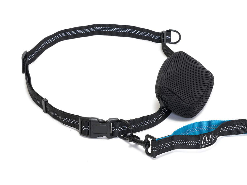 Happilax Dog Jogging Lead, Elastic Reflective Lead with Belly Strap, Up To 100 KG, 120 - 220 CM Black-Blue - PawsPlanet Australia