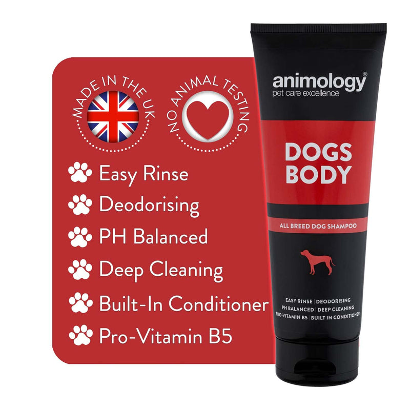 Animology Dogs Body | All Breed Dog Shampoo | Deodorising and Deep Cleaning | Easy Rinse Formulation | Pro-Vitamin B5 | pH Balanced | With Built In Conditioner | 250 ml - PawsPlanet Australia