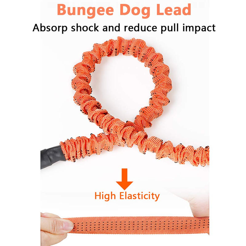 AYADA Strong Nylon Bungee Dog Lead for Large and Medium Dogs, Heavy Duty Dog Leash Shock Absorber Anti Pull Dog Lead 1.2m - 1.8m High Elasticity with Soft Comfortable Padded Handle（Orange） - PawsPlanet Australia