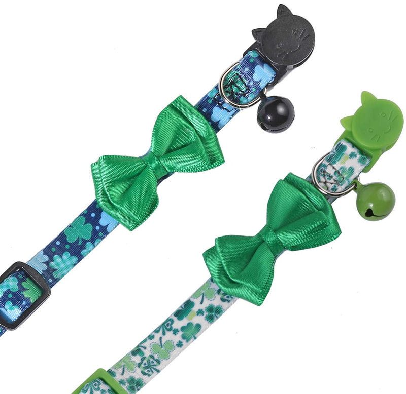 BoomBone 2 Pack Shamrock Cat Collar,Puppy Collar with Bell - PawsPlanet Australia