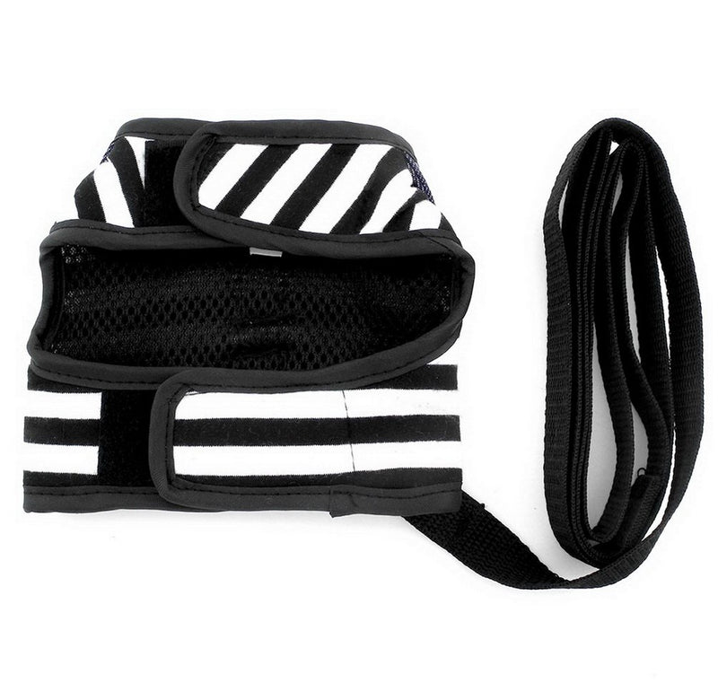 [Australia] - SMALLLEE_LUCKY_STORE Pet Clothes for Small Dog Cat Striped Sailor Vest Harness Leash Set Mesh Padded Lead S Black 