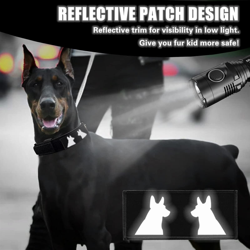 Tactical Dog Collar - Military Dog Collar for Medium Large Dogs - Adjustable Nylon Collars with Handle - Heavy Duty K9 Collar with Metal Buckle - 3 Patches Included Black Medium (14"~19") - PawsPlanet Australia