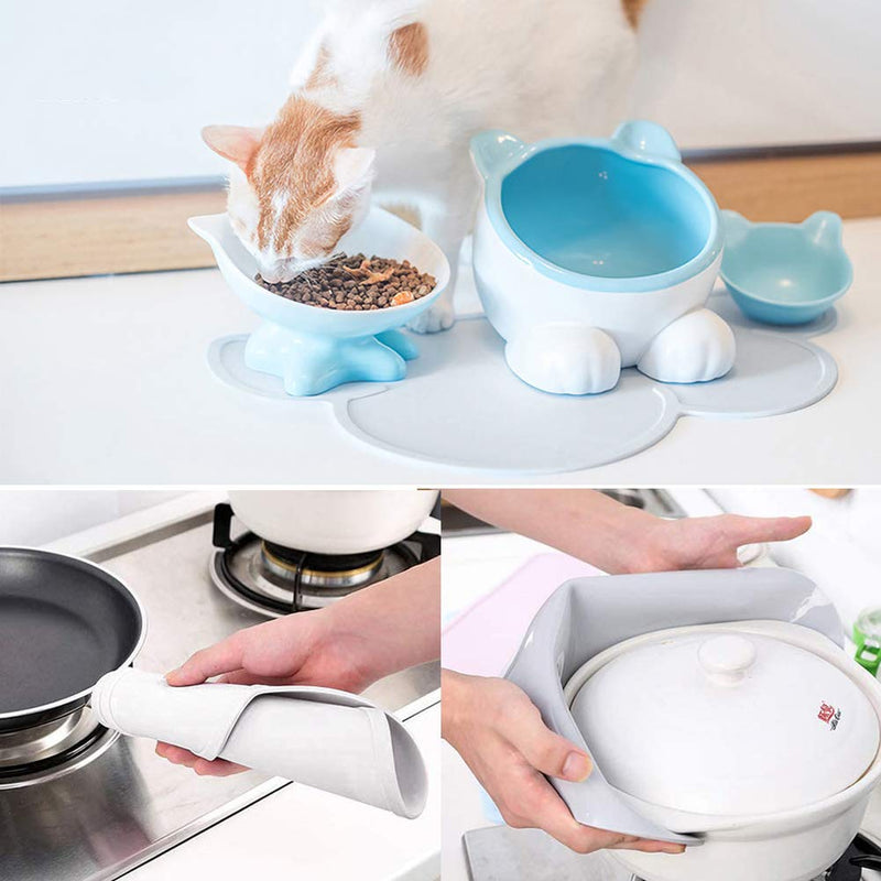 Placemat for Dog Pet Cat Anti-Slip Silicone Bowl Mats Waterproof Cute Cloud Pattern Easy Clean Food Grade Feeding Placemat 1PCS Grey - PawsPlanet Australia