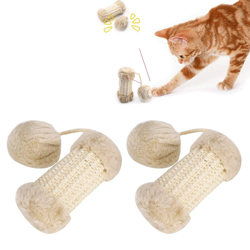 2Pcs Pet Favorites Furry Rattle Ball Cat Toy Pet Sisal Hemp Stand Column and Plush Ball Interaction Tease Cat Training Playing Toy Supp - PawsPlanet Australia