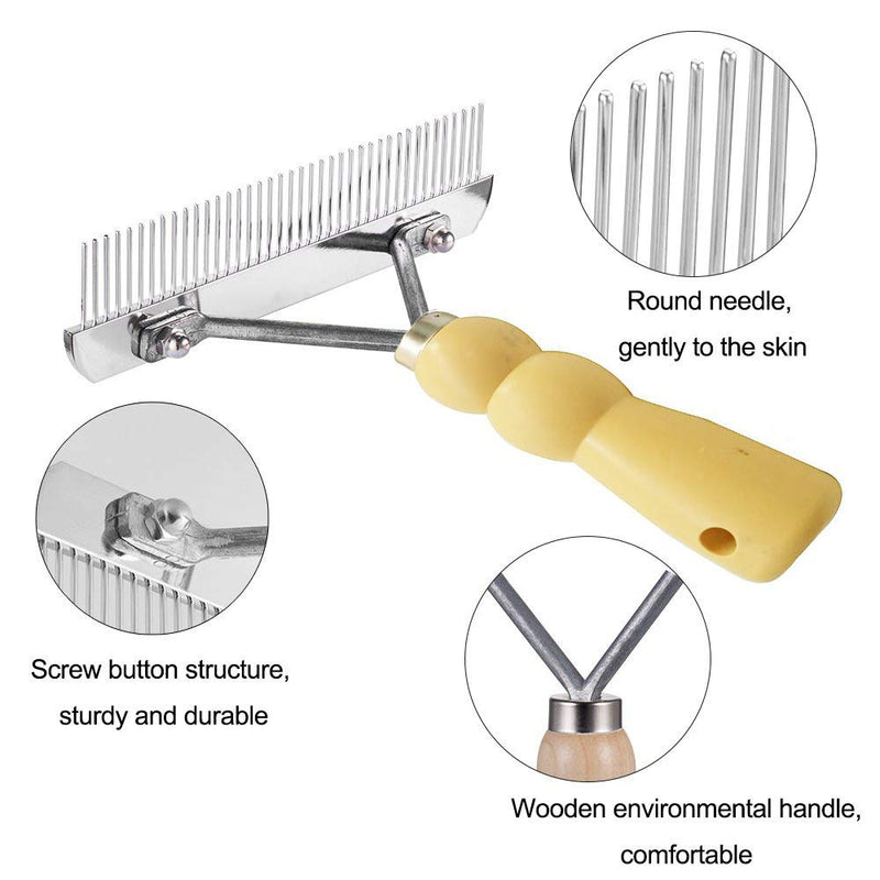 ASOCEA Dog Cat Rake Comb Pet Grooming Brush Deshedding Tool Pet Hair Remover Undercoat Rake Ideal for Medium and Long-Haired Cats and Dogs - PawsPlanet Australia