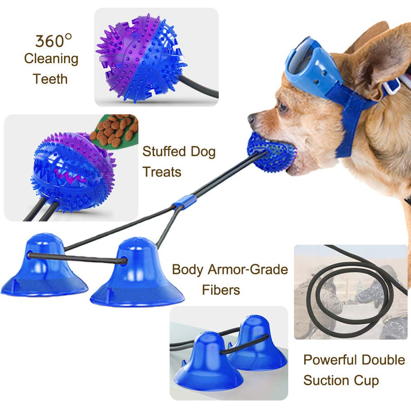 QPQEQTQ Upgrade Suction Cup Dog Toy Dog Chew Toys Interactive Dog Toys Dog Teeth Cleaning Toys Pet Molar Bite Toy Dog Squeaky Tug Toy for Dogs Non-Toxic & Durable Dog Toys Fit<80lb Dog B-Purple - PawsPlanet Australia