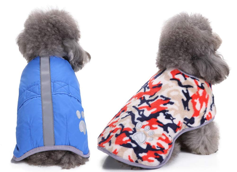 Morezi Waterproof Windproof Reversible Dog Vest Winter Coat Warm Dog Apparel Cold Weather Dog Jacket for Small Medium Large dogs - Blue - S - PawsPlanet Australia