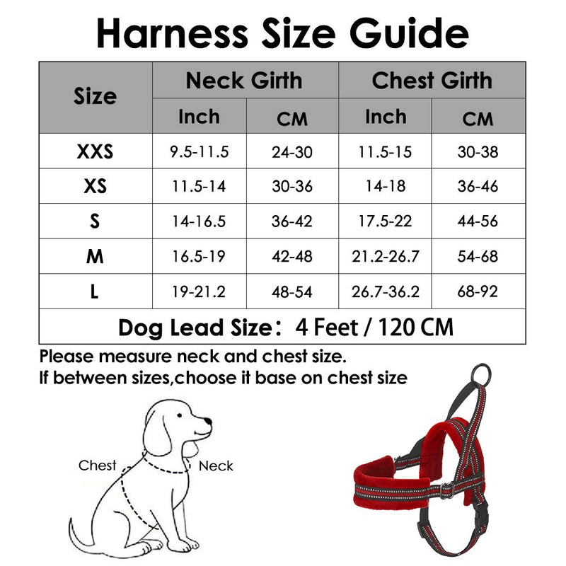 [Australia] - SlowTon No Pull Small Dog Harness and Leash, Heavy Duty Easy for Walk Vest Harness Soft Padded Reflective Adjustable Puppy Harness Anti-Twist 4FT Pet Lead Quick Fit for Small Dog Cat Animal XX-Small Red 