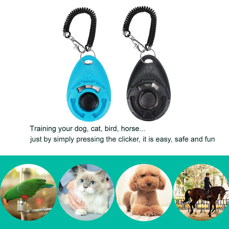[Australia] - MaGreen Dog Training Clicker Big Button Dog Clickers Portable with Wrist Strap - Pet Training Clickers for Dogs Cats Puppy Birds Horses (Blue + Black) 