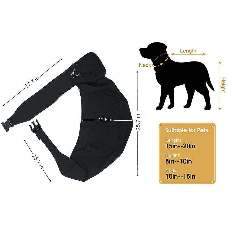 ZolooPet Sling Carrier, Pet Sling Bag with Adjustable Strap, Dog Sling Carrier Up to 13 Lbs, Hands Free Reversible Pet Papoose Bag - Suitable for Puppy, Small Dogs, and Cats, Machine Washable BLACK2 - PawsPlanet Australia