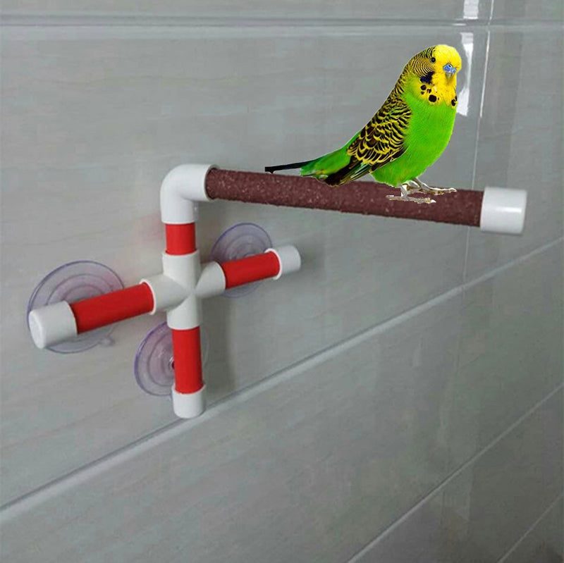 [Australia] - Keersi Portable Suction Cup Shower Perch Window Wall Stand for Bird Parrot Parakeet Cockatiel Conure Macaw African Greys Amazon Cockatoo Budgie Lovebirds Finch Canary Bath Toy Accessories 