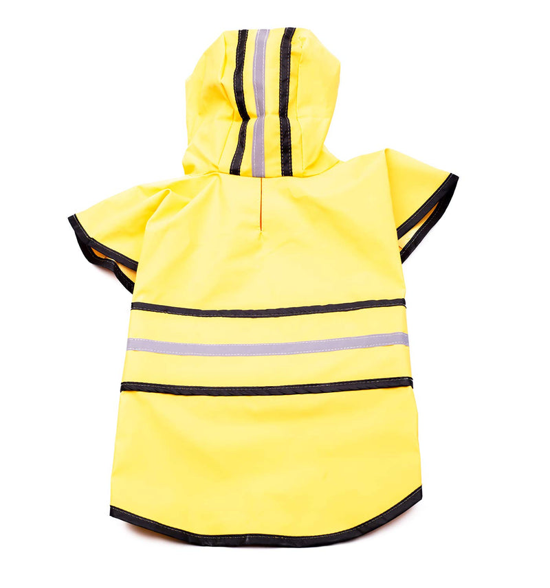 [Australia] - Fashion Pet Dog Raincoat For Small Dogs | Dog Rain Jacket With Hood | Dog Rain Poncho | 100% Polyester | Water Proof | Yellow w/ Grey Reflective Stripe | Perfect Rain Gear For Your Pet! by Ethical Pet 