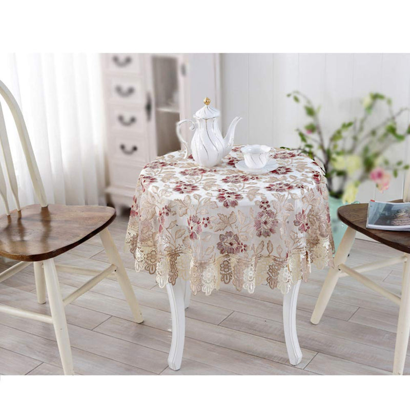 Lace Polyester Round Tablecloth Embroidery Round Table Cloths for Party Wedding Kitchen Dining Home Decorations, Round - 48", Red Round - 48" - PawsPlanet Australia